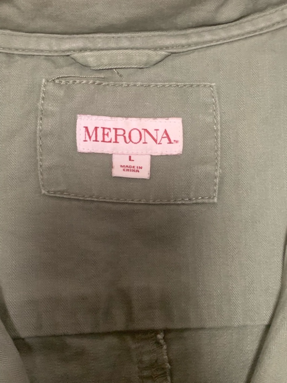 Merona Womens Washed Wear Olive Cotton Canvas Utility Zip Vest Jacket Size Large - Picture 3 of 8